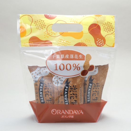 楽花生ミルフィーユサンド6個入袋　　　　　　　　　　　　　　　　　　　　　　　　　　　　　　　　　　　　　　　　　　　　袋デザイン、パッケージデザインが予告なく変更になる場合がございます。予めご了承下さい。